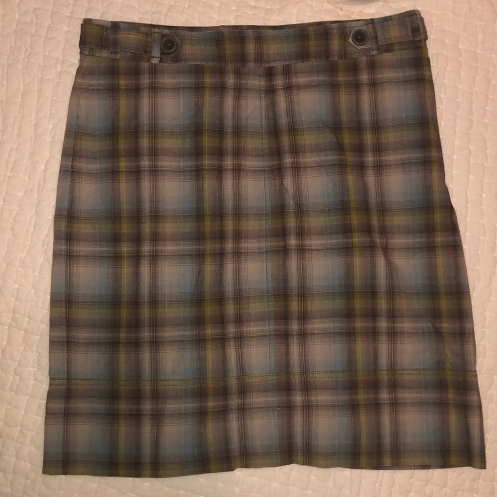 Gingham Green Blue and Brown Fossil Pencil Skirt